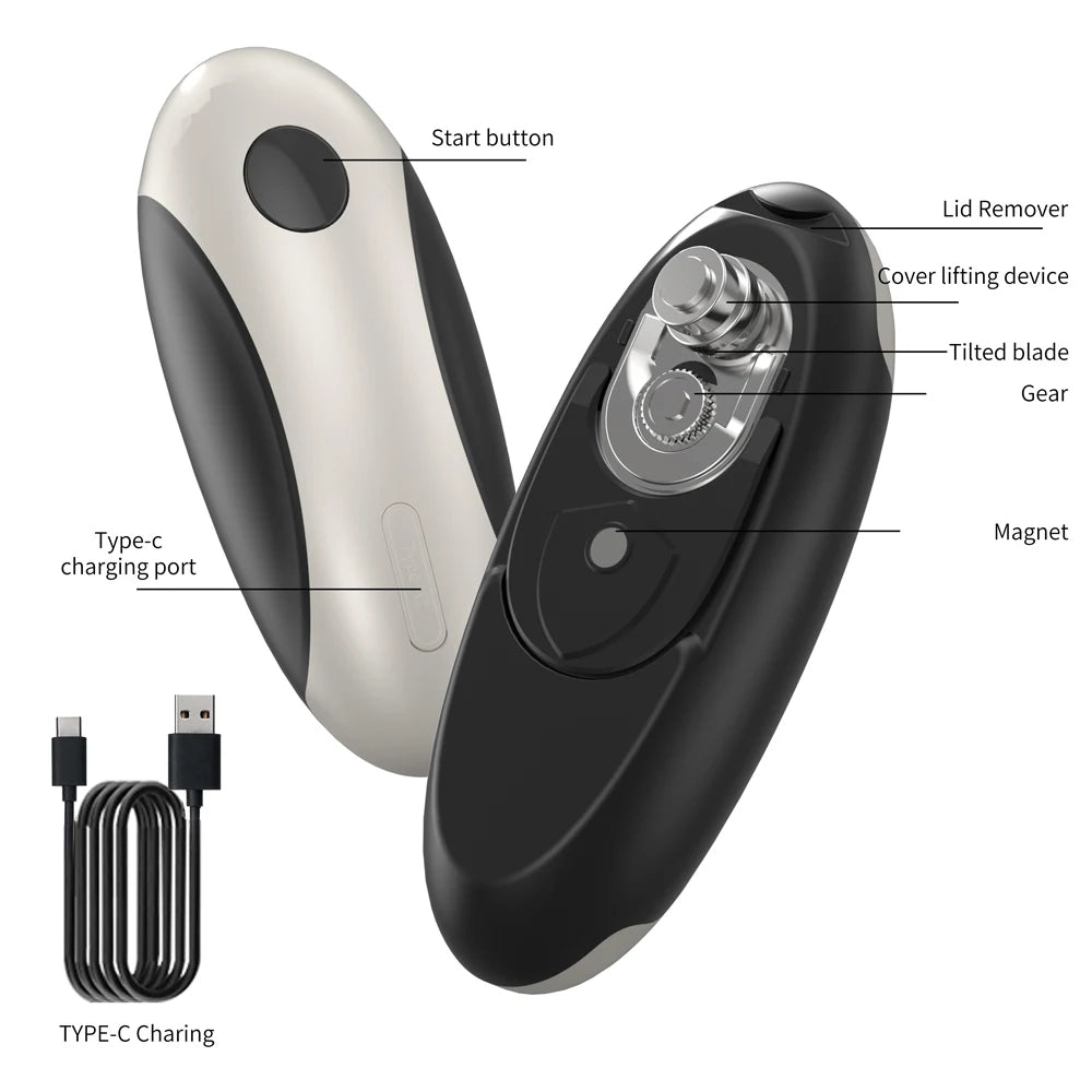 Compact Automatic Electric Can Opener One Touch Portable Kitchen Tool for Jar & Bottle Easy Storage Can Opener Rechargeable